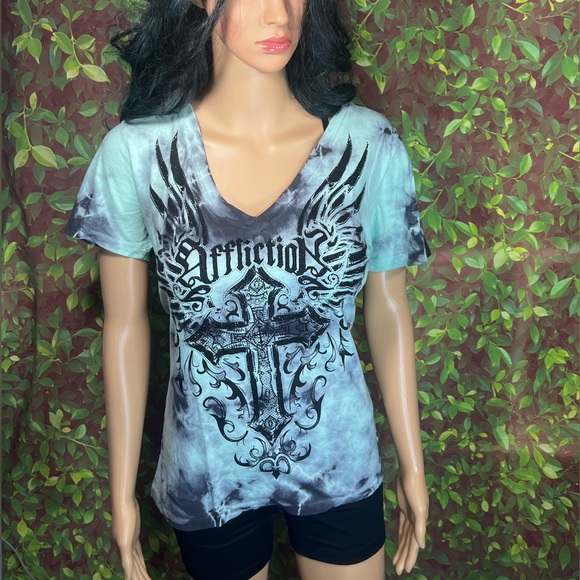 Affliction Green Graphic Tee shirt - Picture 12 of 13